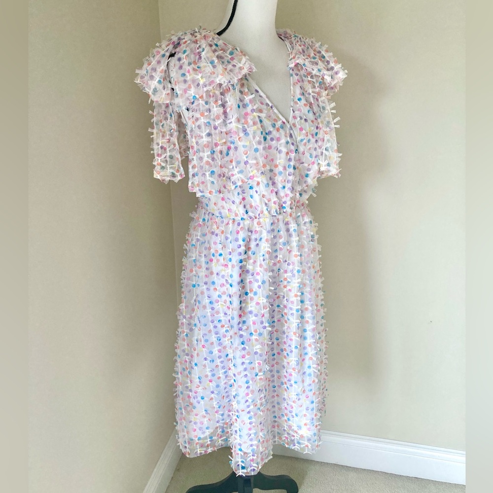 Halogen Pastel Polka Dot Ruffle Dress - Picture 7 of 12